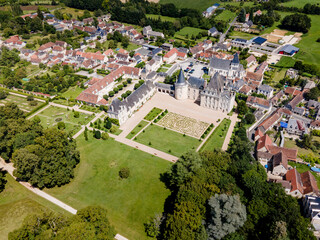 Aerial view of Château d'Azay-le-Ferron, France