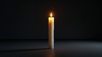 burning candle on black background