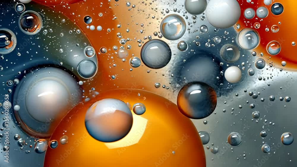Poster dynamic display of colorful bubbles and fluid patterns engaging the viewer with vivid hues and mesme