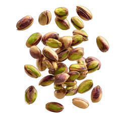 Pistachios scattered against black background