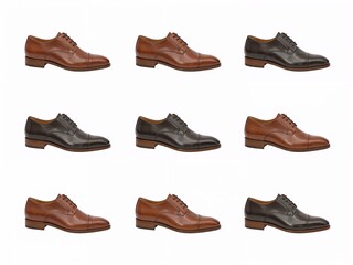 Different formal dress shoes design on plain white background