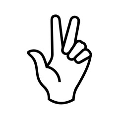 Obraz premium Outline of hand making a peace sign gesture on white background 