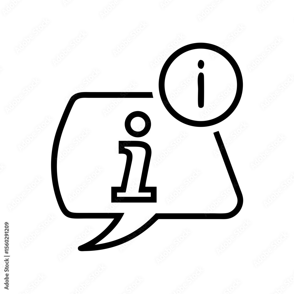 Poster information icon in speech bubble with additional info symbol