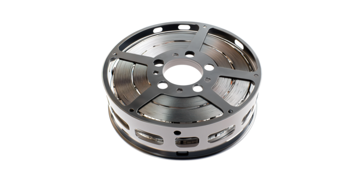 Film Reel. Symbol Of Cinematic History And Movie Production Isolated On Transparent Background