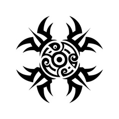 Abstract tribal design with circular and spiky elements