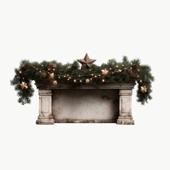 Festive Christmas Fireplace Mantel with Garland and Lights