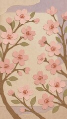 Elegant cherry blossom paper art