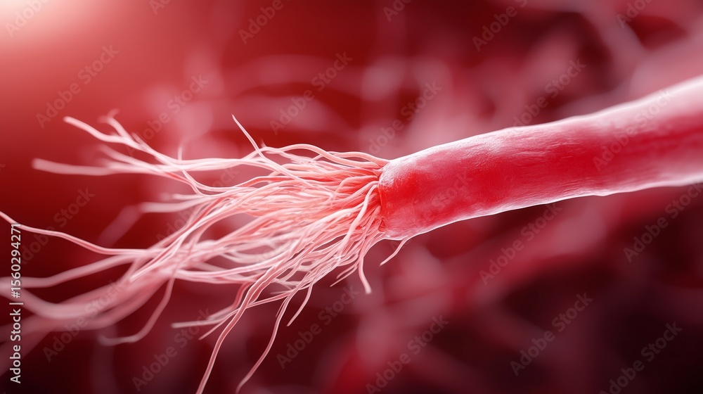 Poster close-up view of a nerve ending showcasing intricate details under microscopic observation
