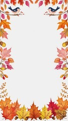 Obraz premium Autumnal frame with colorful leaves and birds