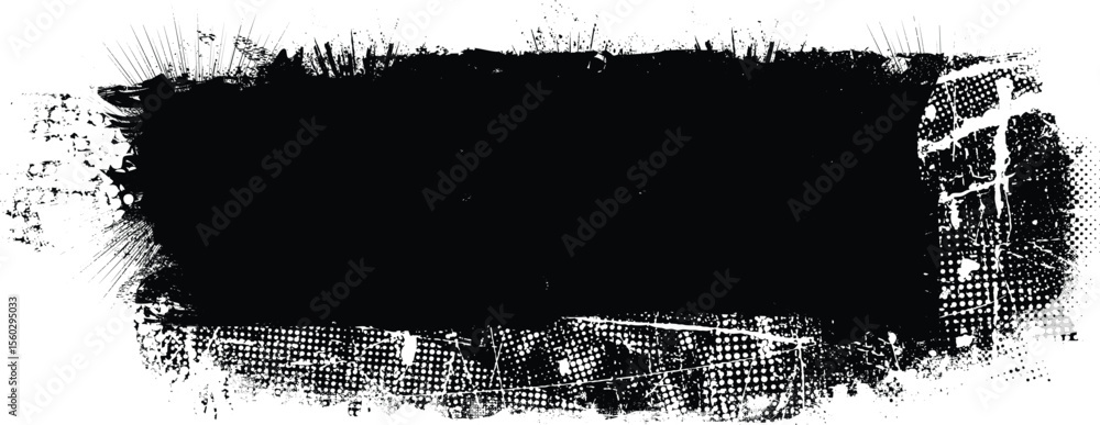 Poster Grunge textured banner with rough edges. Speckled texture. Overlay grunge texture . Simply place texture over any object to create grunge effect . Banner with scratched surface for your design.