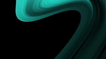 luxury aqua fractal, light streak, curve, wavy lines in cyan and teal in motion animated black background ideal for contemporary modern visual art, wallpaper, digital art, technology, calming effect