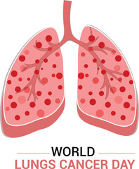 Lungs cancer day awareness cover banner with inside view of lungs protected from viruses.