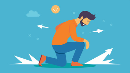 Fototapeta premium A man forgiving himself for past mistakes and moving forward with selfcompassion and kindness.. Vector illustration
