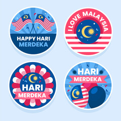 Hari Merdeka Emblems Flat Set
