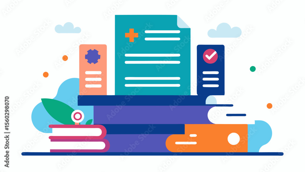 Aufkleber a stack of medical records containing neuropsychological test results written reports and treatment 