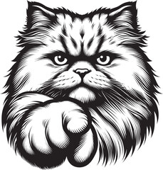 Fierce Fluffy Cat Vector