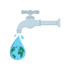 World Water Day Illustration with Flowing Earth. Vector Illustration.