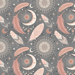 Feathers and moon pattern