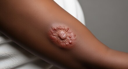 Dark Skin Arm with Raised Skin Lesion Medical Close Up