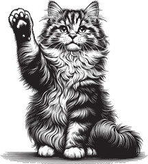 Fierce Fluffy Cat Vector