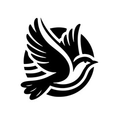 Fototapeta premium Black and White Flying Bird in Motion SVG Logo