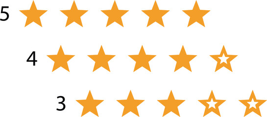 Five star rating system displayed on white background.