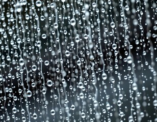 the image features a close up of raindrops falling on a surface, creating a pattern that resembles a digital glitch effect, the raindrops appear to be reflecting light