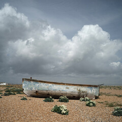 Dungeness, England, United Kingdom, 23rd May 2025,  old rowing boat