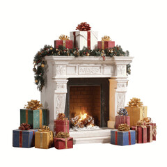 Cozy Christmas Fireplace with Presents and Garland