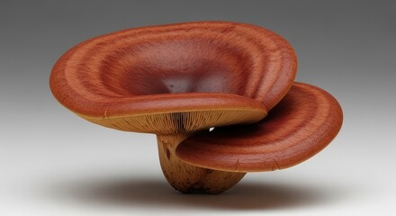 Reddish Brown Mushrooms Isolated on a Gradient Gray Background Close Up Studio Shot
