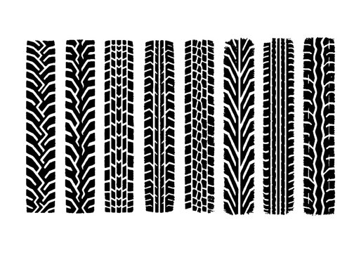 Set of tire tracks. Treads. Vector illustration