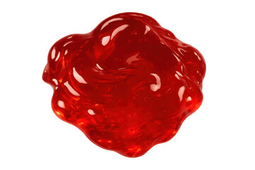Vibrant red glossy jelly or jam blob isolated on transparent background