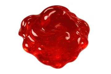 Vibrant red glossy jelly or jam blob isolated on transparent background