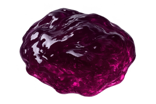 Abstract purple magenta fluid blob isolated on a transparent background, dynamic render