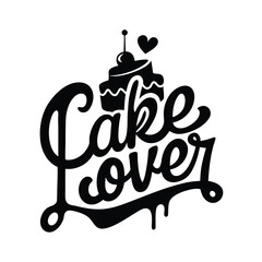 cake lover vector calligraphy with cake logo illustration