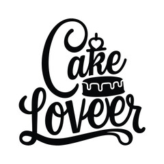cake lover vector calligraphy with cake logo illustration