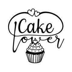 cake lover vector calligraphy with cake logo illustration