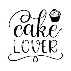 cake lover vector calligraphy with cake logo illustration