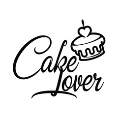 cake lover vector calligraphy with cake logo illustration