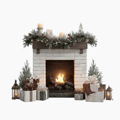 Cozy Christmas Fireplace with Presents and Decorations
