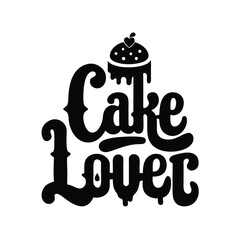 cake lover vector calligraphy with cake logo illustration