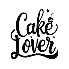 cake lover vector calligraphy with cake logo illustration