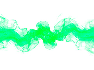 Abstract vibrant neon green smoke (fog, misty) texture on transparent background. Design element.