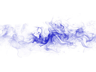Abstract vibrant blue smoke (fog, misty) texture on transparent background. Design element.