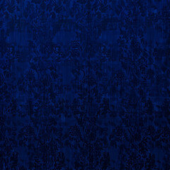 Deep royal blue damask pattern with subtle vertical textured overlay