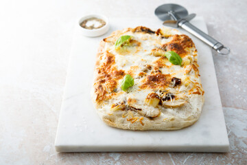 Pizza with pears and truffle