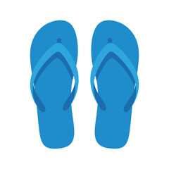 Vibrant Blue Flip Flops Flat Design Vector Illustration - Summer Beach Footwear Graphic