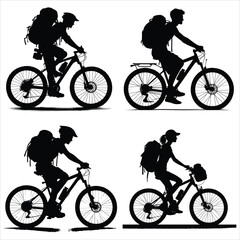 silhouette of a man riding a bike