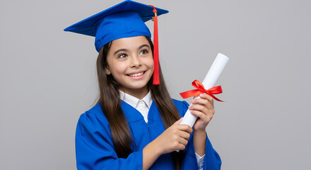 Proud graduate girl happy moment diploma in hand bright future ahead