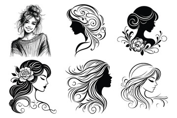 Elegant Female Hair Style Vector Illustration for Beauty